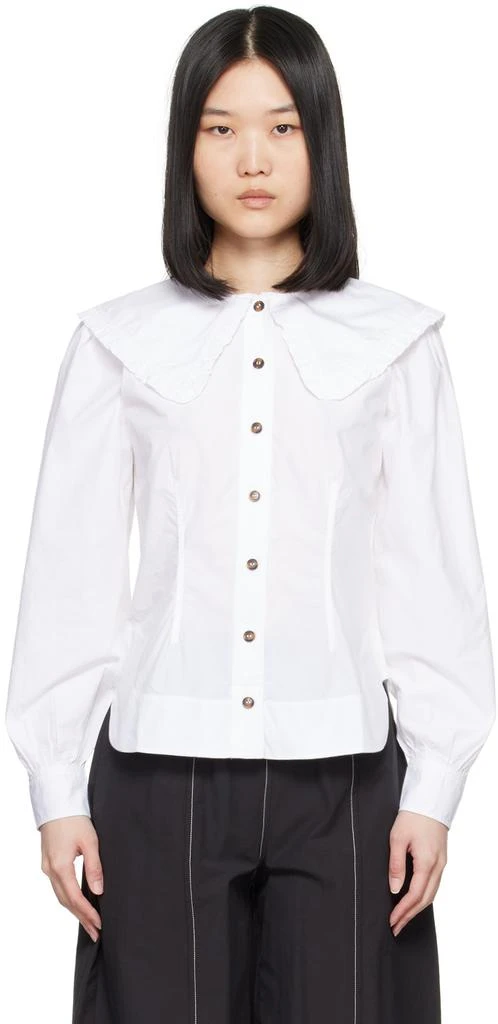 Ganni White Frill Collar Shirt 1
