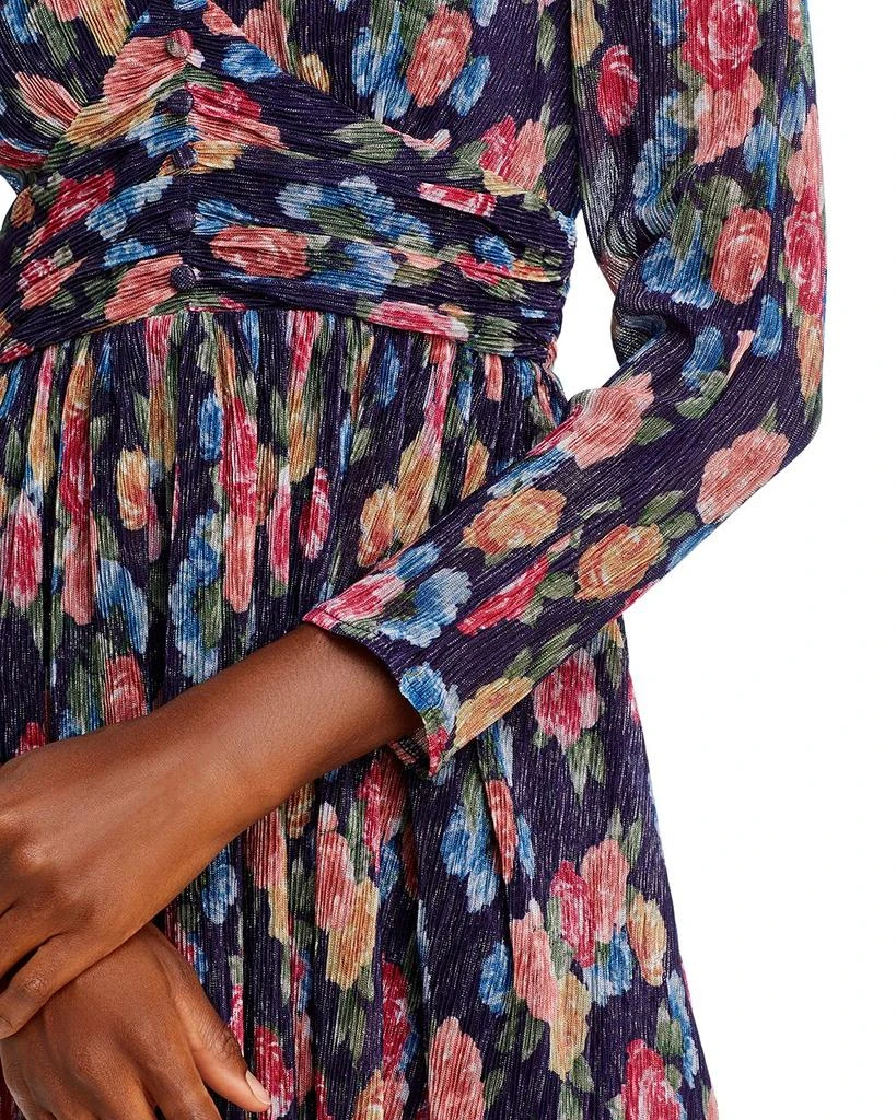 AQUA Metallic Long Sleeve Floral Print Dress - Exclusive 2