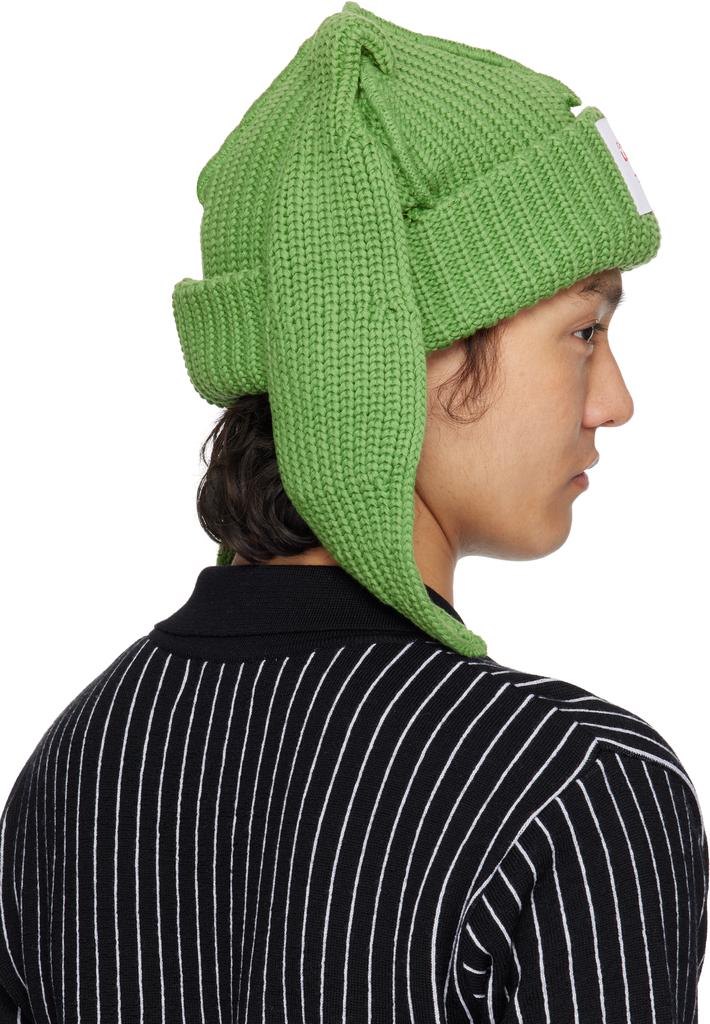 Charles Jeffrey Loverboy Green Chunky Rabbit Beanie - Hats