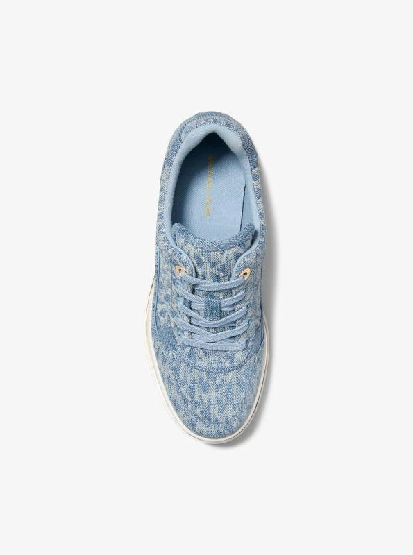 Michael Kors Emmy Signature Logo Print Denim Wedge Trainer 3