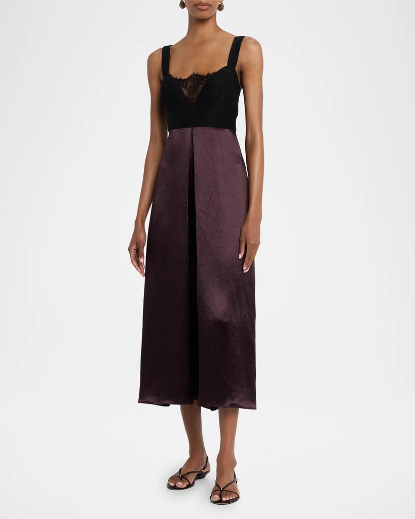 MARIA MCMANUS Sleeveless Lace Bustier Silk Midi Dress 2