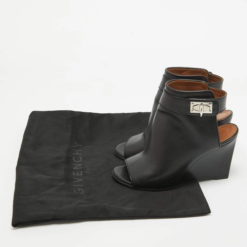 Givenchy Givenchy Black Leather Shark Lock Open Toe Wedge Sandals Size 36 9