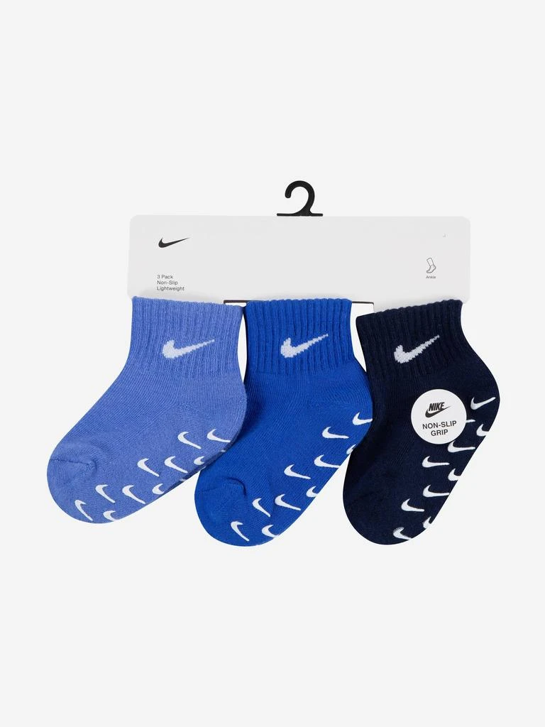 NIKE Nike Baby Boys 3 Pack Gripper Quarter Socks Set in Blue 4