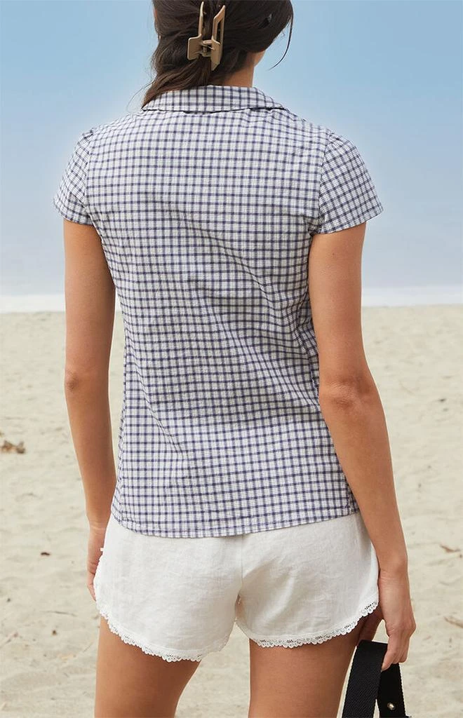 John Galt White Rue Plaid Collared Top 4