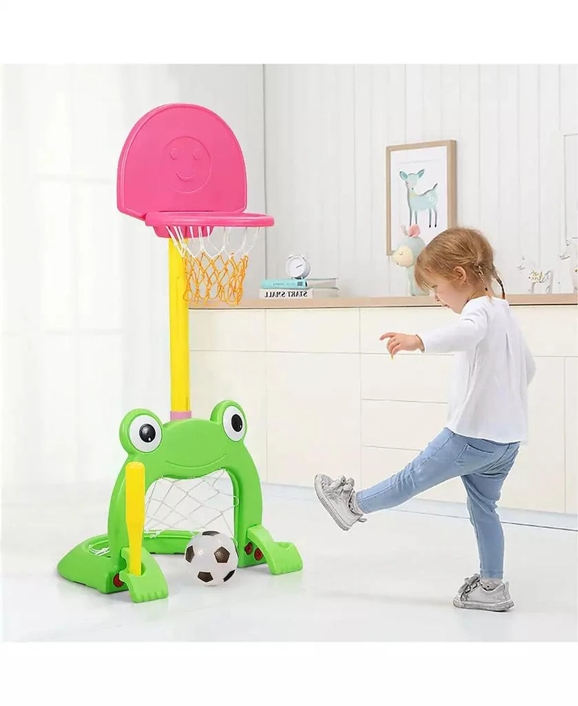 Costway 3-in-1 Kids Basketball Hoop Set Adjustable Sports Activity Center w/Balls 2