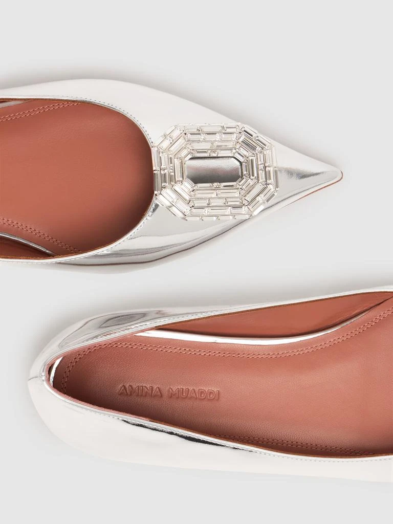 Amina Muaddi 5mm Camelia Mirror Leather Ballerinas 3