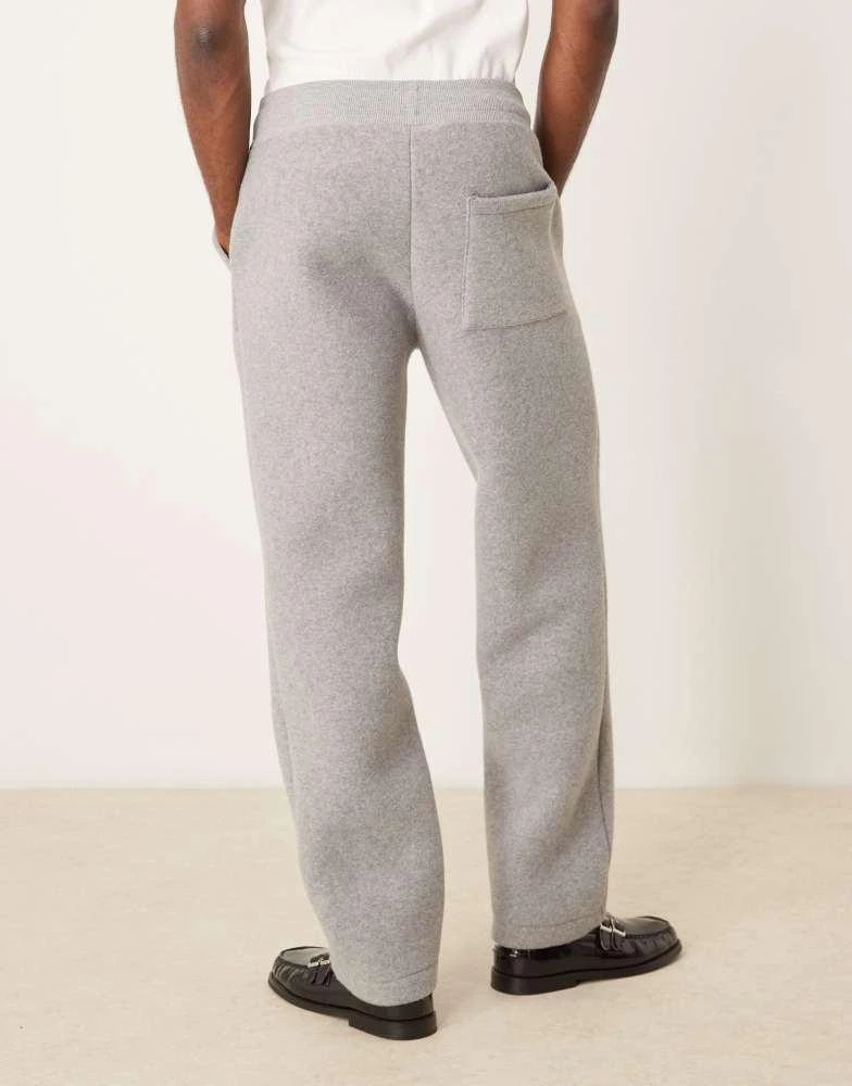 ASOS ASOS DESIGN Premium felt straight leg joggers in grey marl 4
