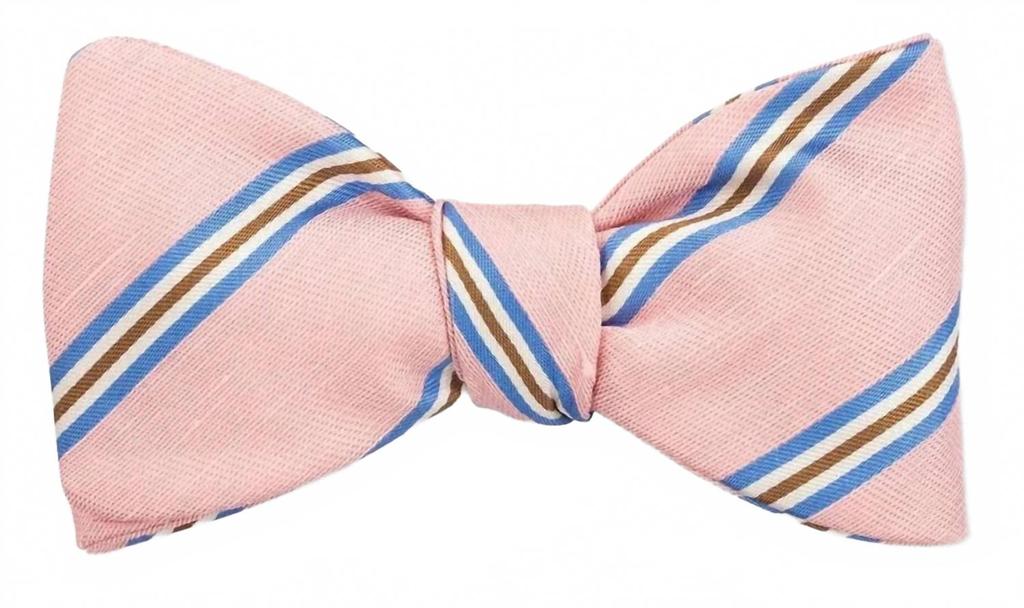 R. Hanauer Men's Stripe Bow Tie In Pink/blue/tan