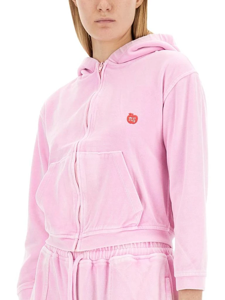 Alexander Wang T By Alexander Wang Zipped Velvet Hoodie 4
