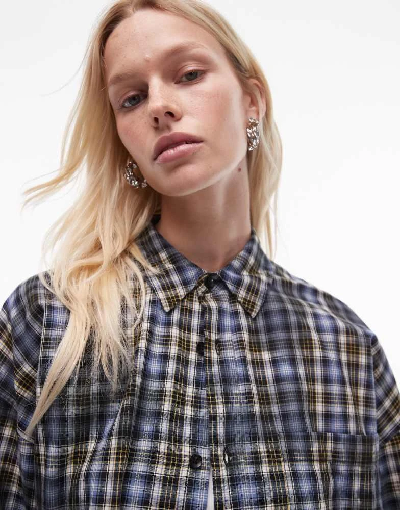 Topshop Topshop oversized shirt in blue check 3