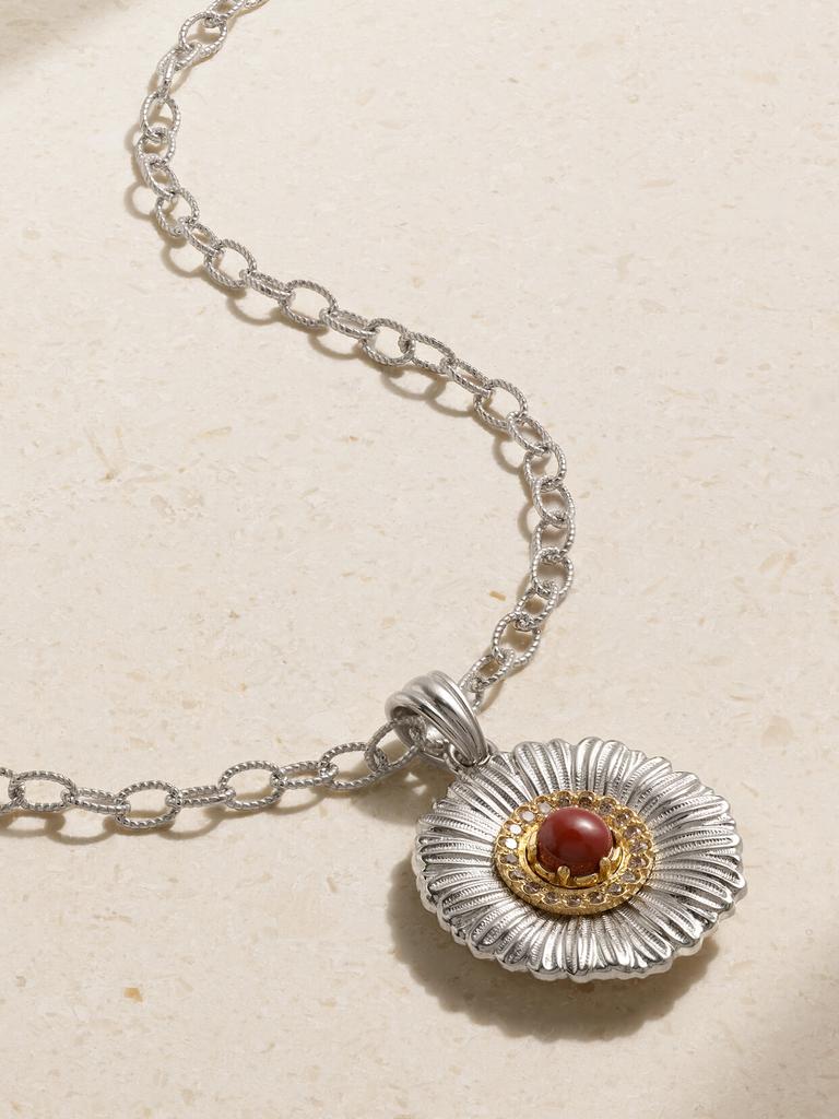 Buccellati Blossom 纯银、碧玉、钻石、镀金项链