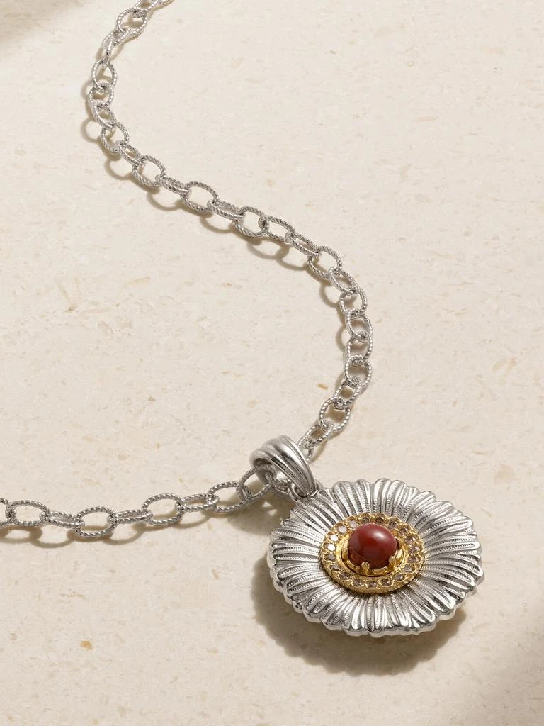 Buccellati Blossom 纯银、碧玉、钻石、镀金项链 1