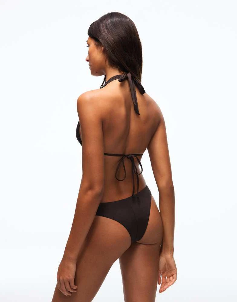 Bershka Bershka Studded bikini top in brown 3