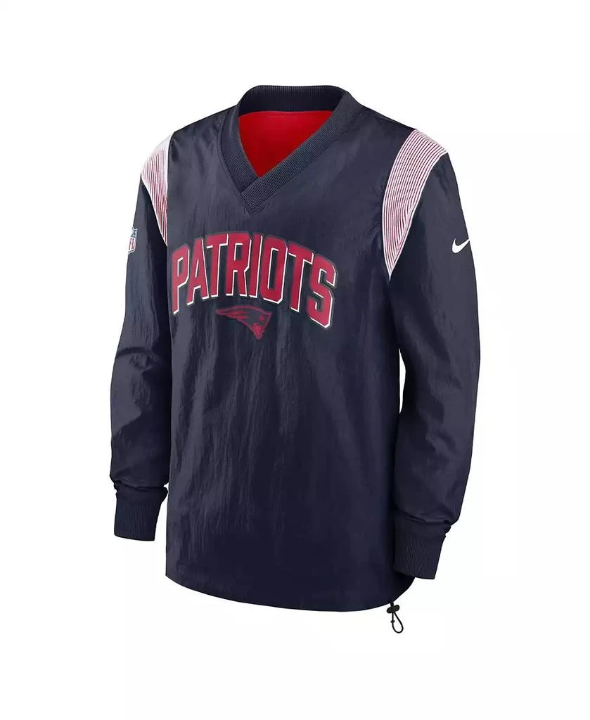 NIKE Men's Navy New England Patriots Sideline Athletic Stack V-neck Pullover Windshirt Jacket 2