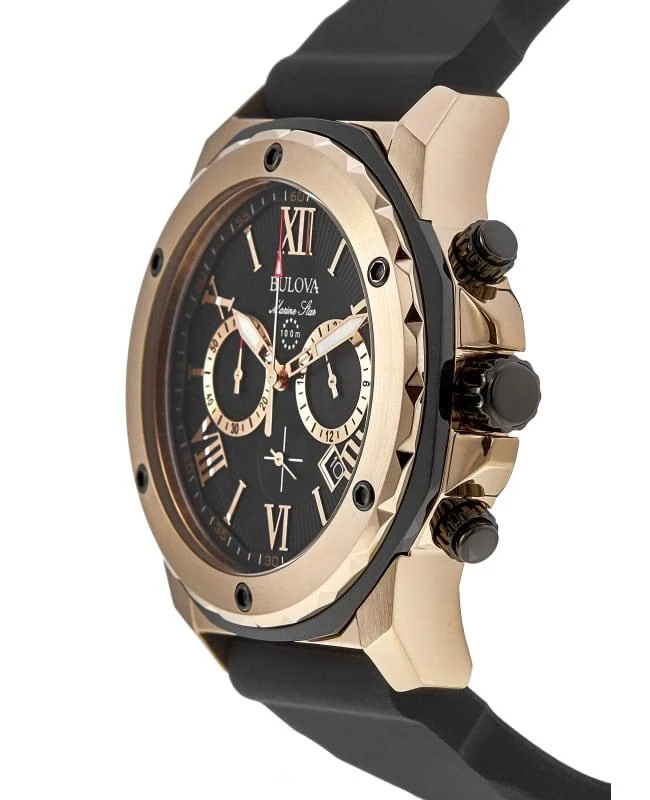 Bulova Bulova Marine Star Black Chronograph Dial Black Rubber Strap Men's Watch 98B104 3