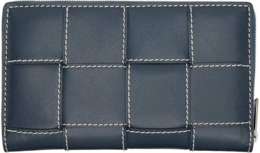 Bottega Veneta Blue Cassette Zip Around Wallet - Wallets