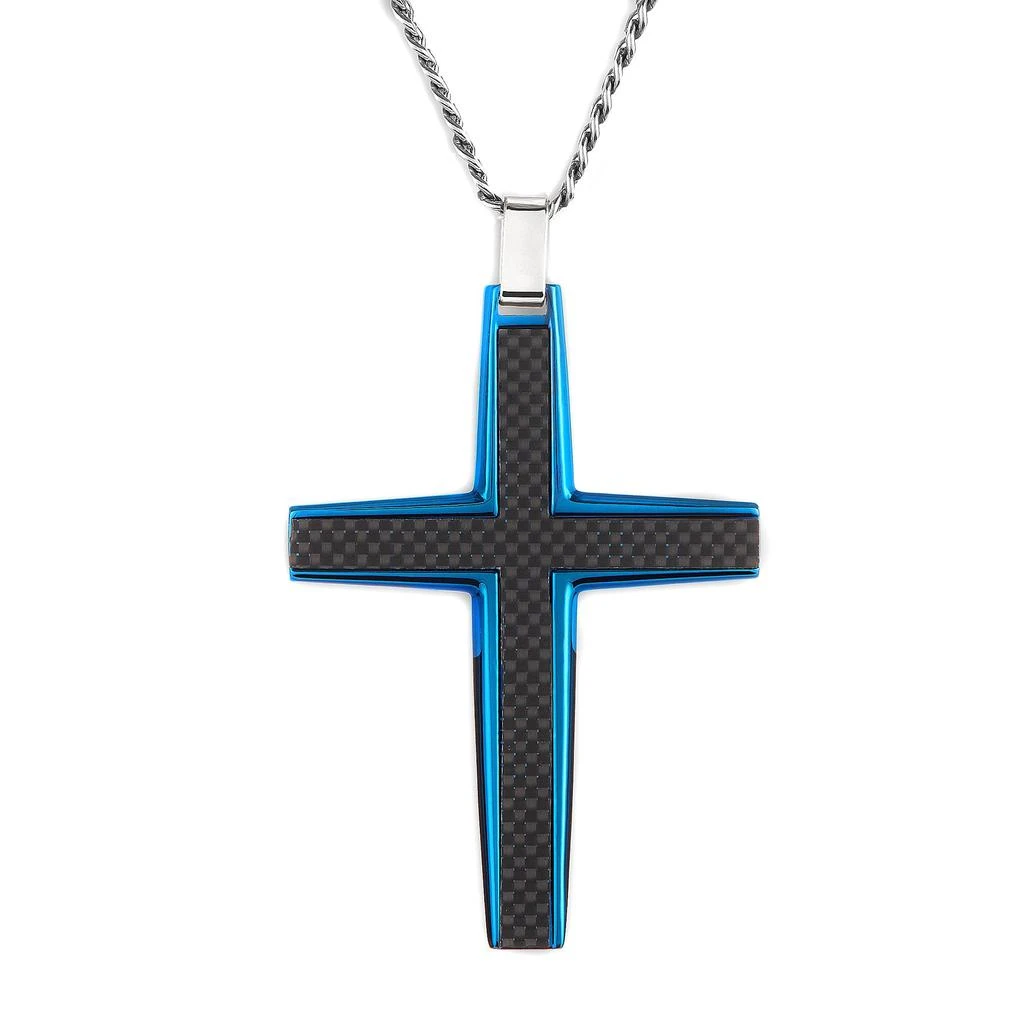 Crucible Jewelry Crucible Los Angeles Black Carbon Fiber Stainless Steel Cross Necklace - Medium 4
