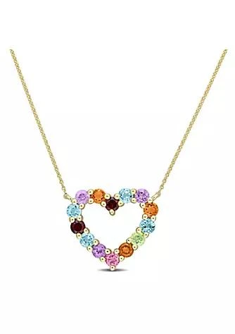 Belk 
Co. 1 ct. t.g.w. Multi-Color Gemstone Open Heart Pendant with Chain in 10K Yellow Gold