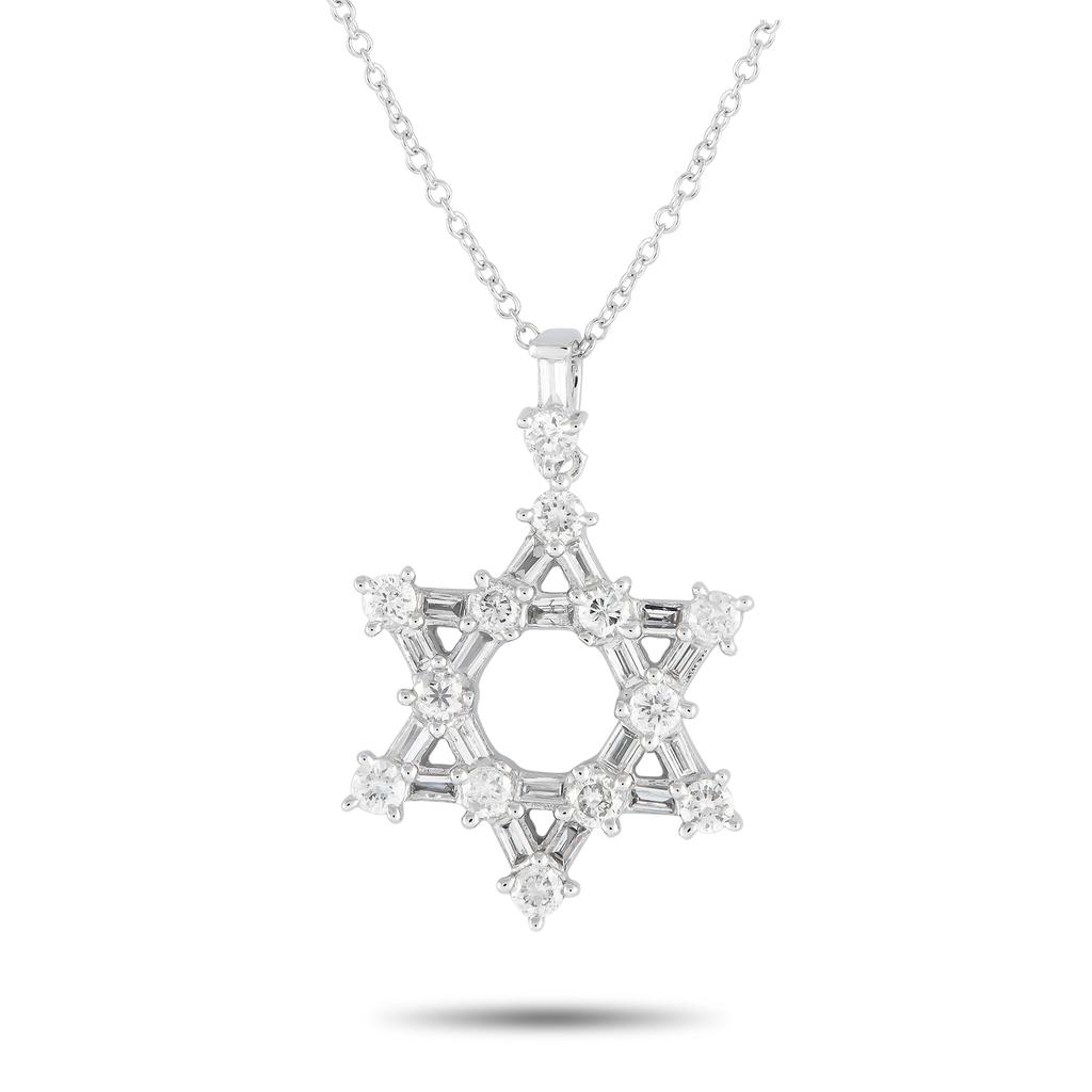Non Branded 14K White Gold 0.57ct Diamond Star of David Necklace PN15343-W