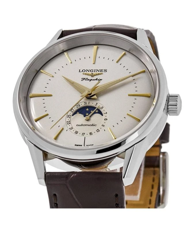 Longines Longines Flagship Heritage Moonphase Automatic Silver Dial Leather Strap Men's Watch L4.815.4.78.2 2