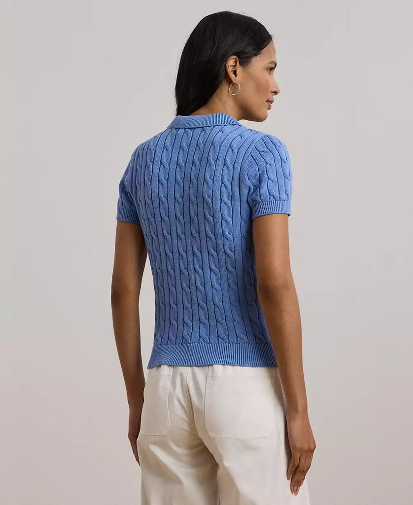 Ralph Lauren Petite Cable-Knit Cotton Polo Sweater