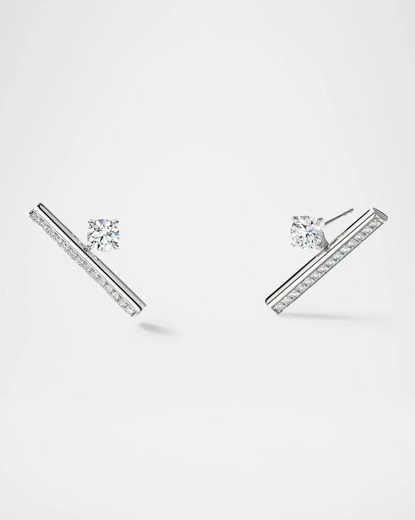 Hearts On Fire 18K White Gold Barre Floating Single Diamond Pave Climber Earrings 1