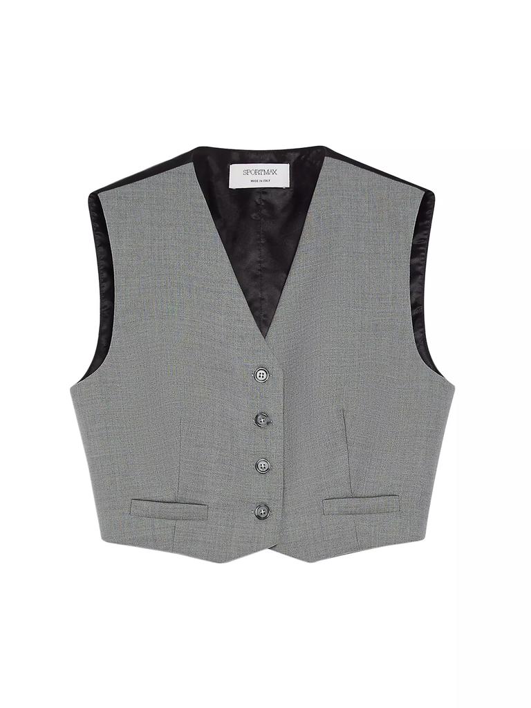 アウターその他 SPORTMAX V-NECKED WOOL VEST Sportmax Adesso Virgin-Wool Waistcoat - Gilets - Free