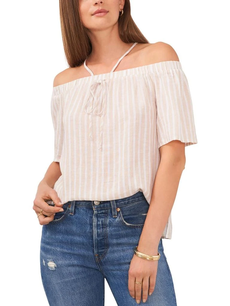 Vince Camuto Womens Striped Blouse Off The Shoulder 1