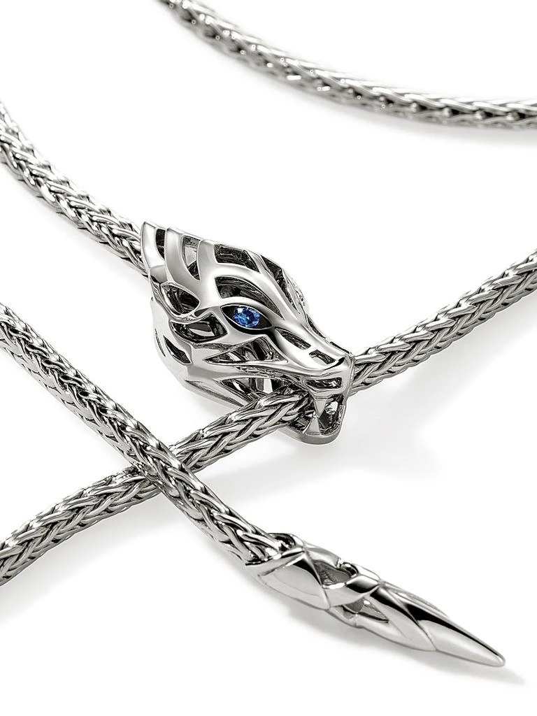 John Hardy Naga Dragon Sterling Silver 
Blue Sapphire Lariat Necklace 7