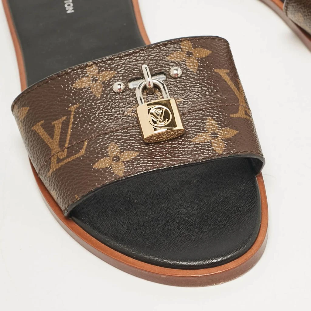 Louis Vuitton Louis Vuitton Brown Monogram Canvas Lock It Flat Slides Size 37 8
