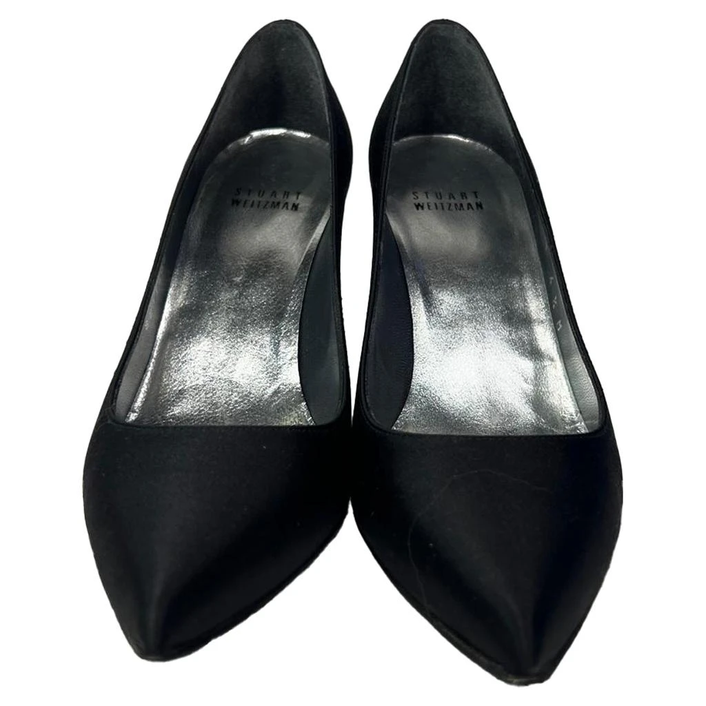 Stuart Weitzman Pointed Toe Pumps in Black Satin 2