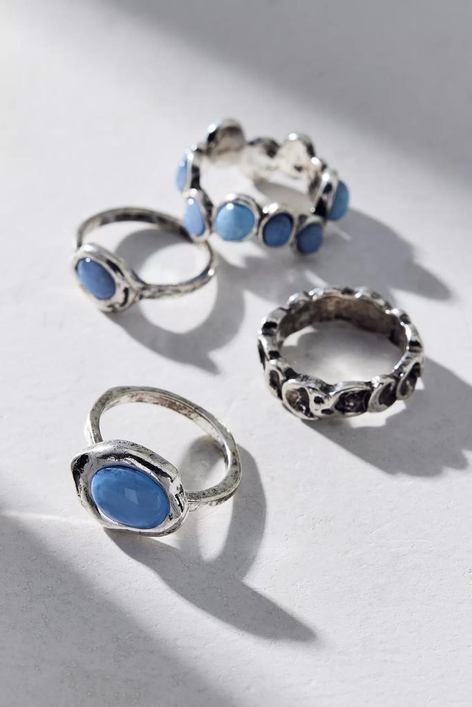 Urban Outfitters Stone Inset Boho Ring Set