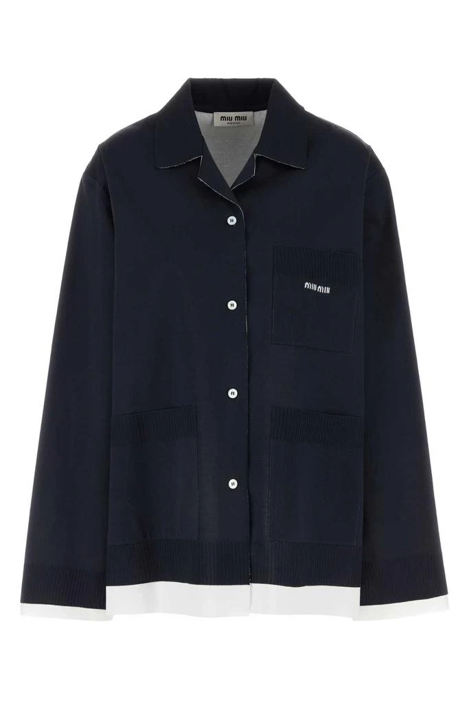 Miu Miu Navy Blue Silk Shirt 1