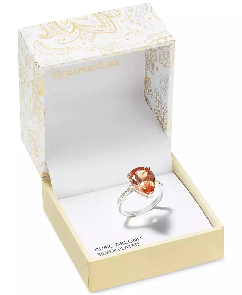 Charter Club Silver-Tone Cubic Zirconia & Crystal Pear Ring, Created for Macy's 2
