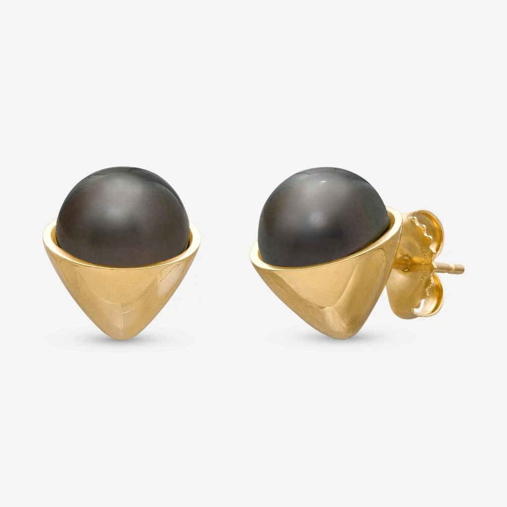 Assael Assael 18K Yellow Gold Tahitian Natural Color Cultured Pearl Stud Earrings EG-OYTH-2 1