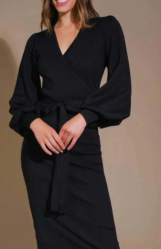 Shop Knit Sweater Wrap Midi Dress In Black on Sale at BeyondStyle  Get 32%  Off Knit Sweater Wrap Midi Dress In Black with Limited-Time Flash Deals,  Exclusive Discounts, and Special Offers.