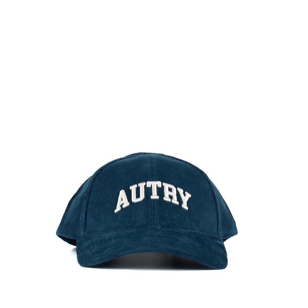 Autry Autry Blue Corduroy Baseball Cap With Embroidery