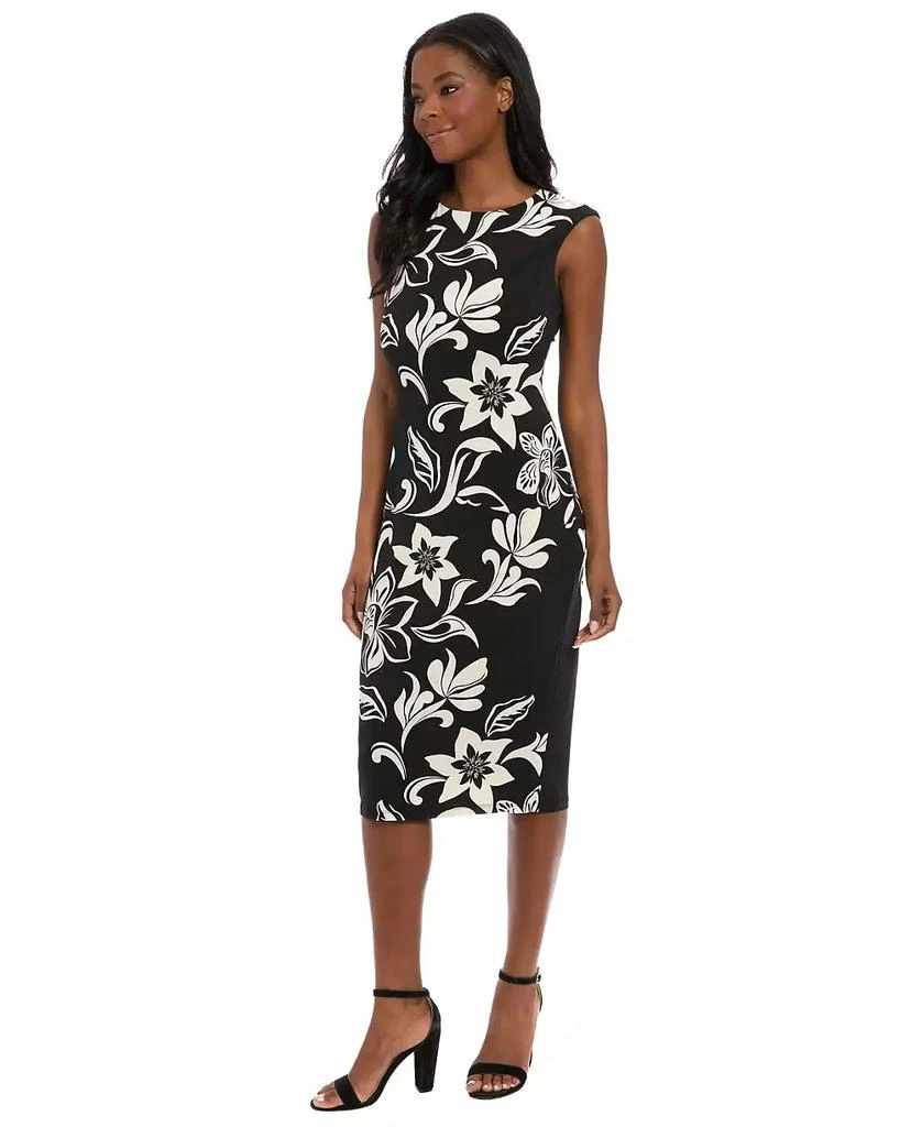 London Times Women's Jersey Placement-Print Midi Dress 4