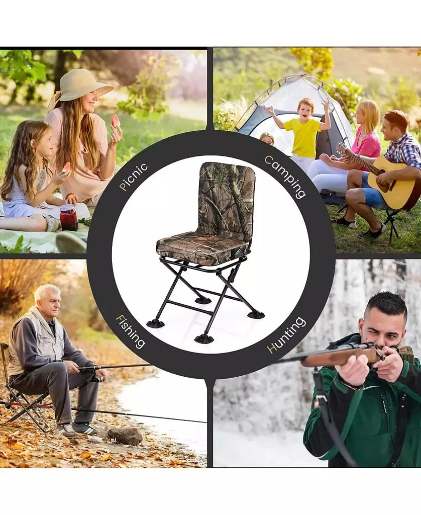 Mecale Swivel Folding Chair with Backrest and Padded Cushion 9