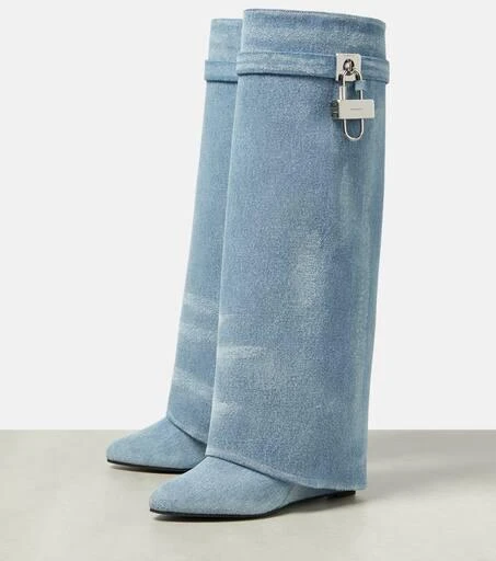 Givenchy Shark Lock denim knee-high boots 5