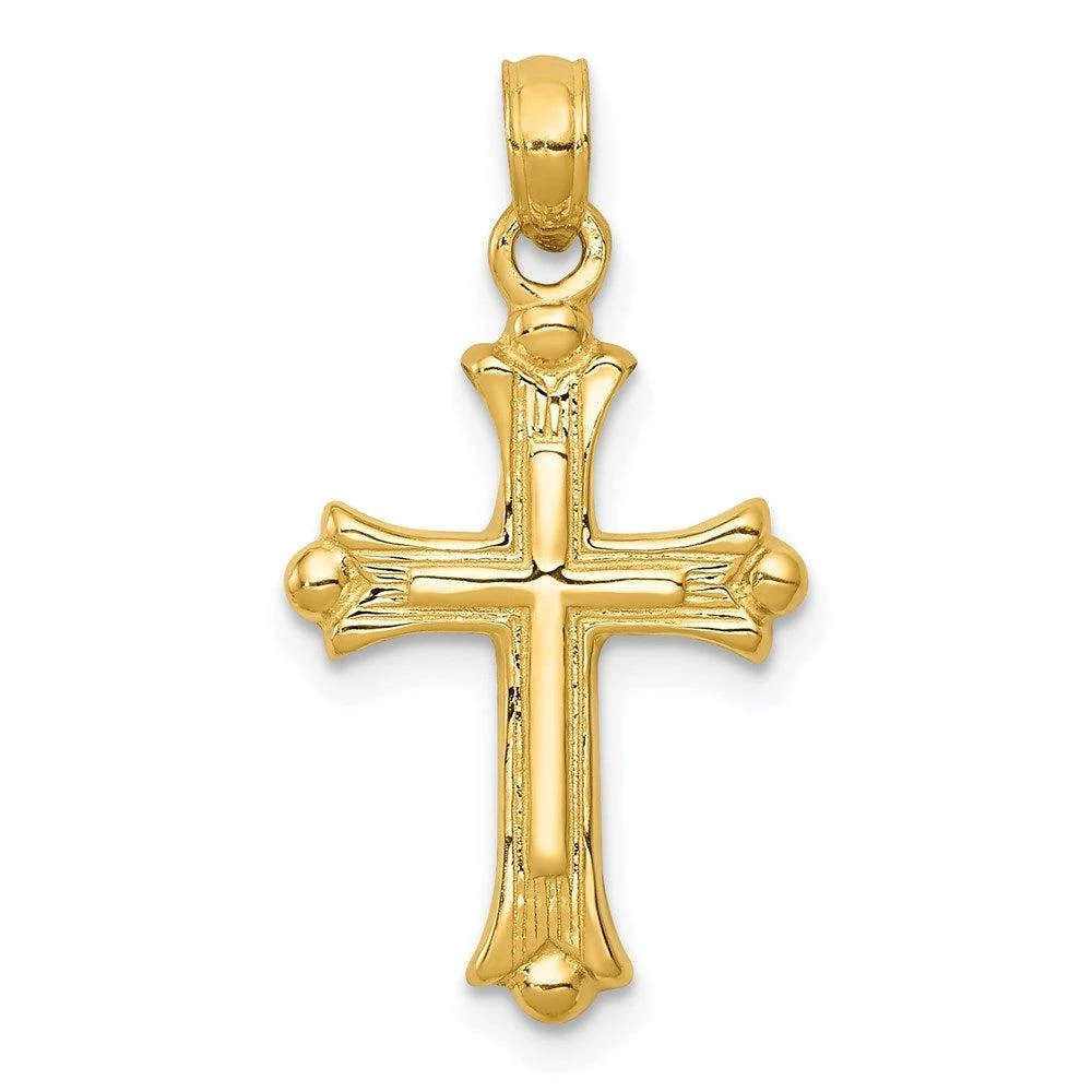 Diamond2Deal 14k Yellow Gold Budded Cross Charm