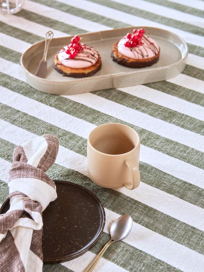OYOY Living Design Lot De 2 Serviettes De Table Rayée Marron En Coton Organique H45x45cm