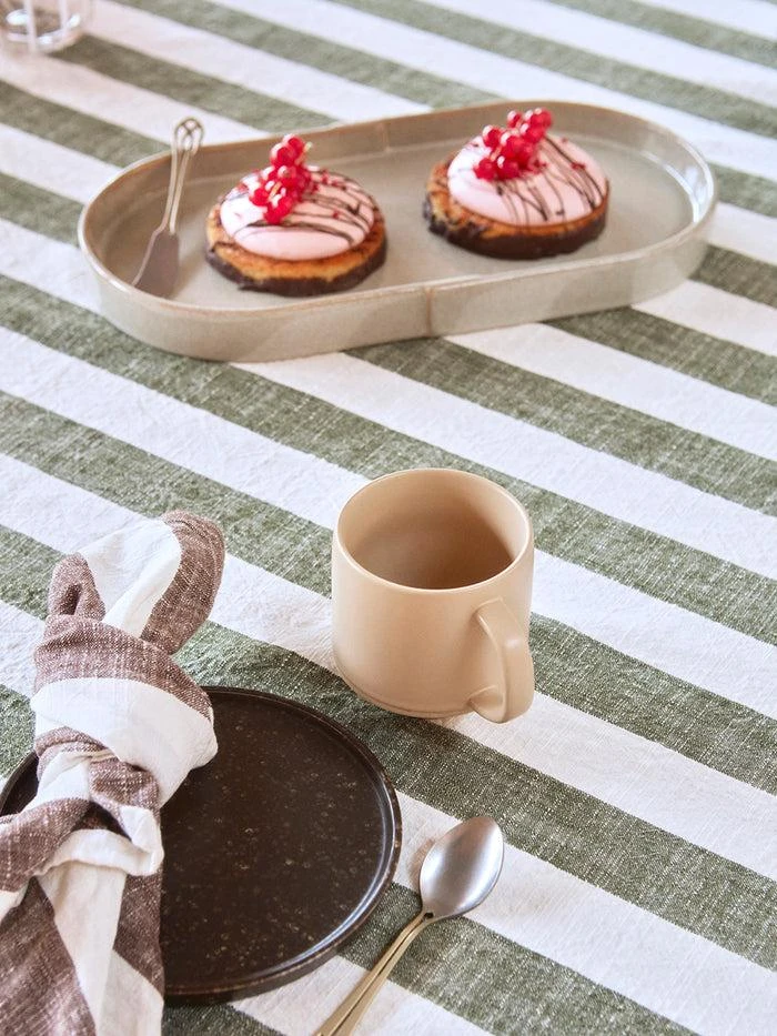 OYOY Living Design Lot De 2 Serviettes De Table Rayée Marron En Coton Organique H45X45Cm - Marron 2