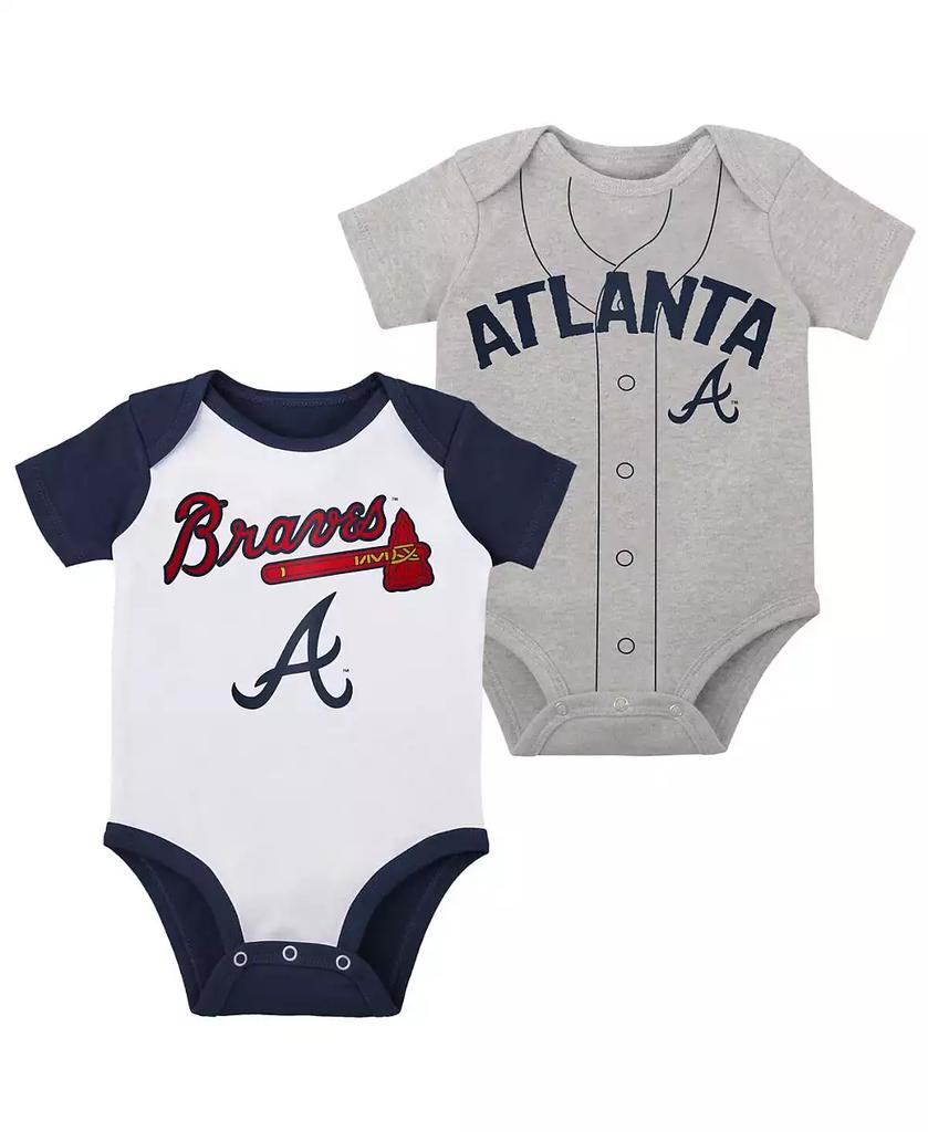 Outerstuff Infant Boys and Girls White, Heather Gray Atlanta Braves Two-Pack Little Slugger Bodysuit Set