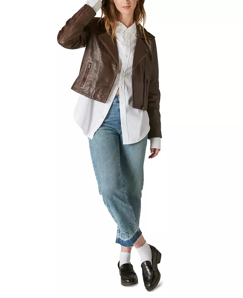 Lucky Brand Women's Classic Leather Moto Jacket 5