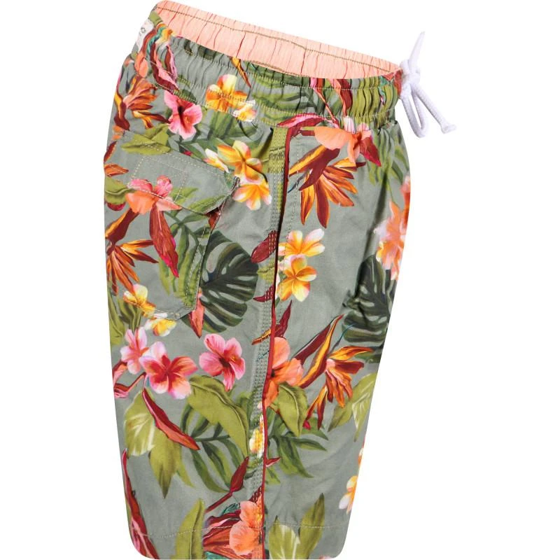 BANANA MOON Tropical flowers swimming trunks in sage green 2