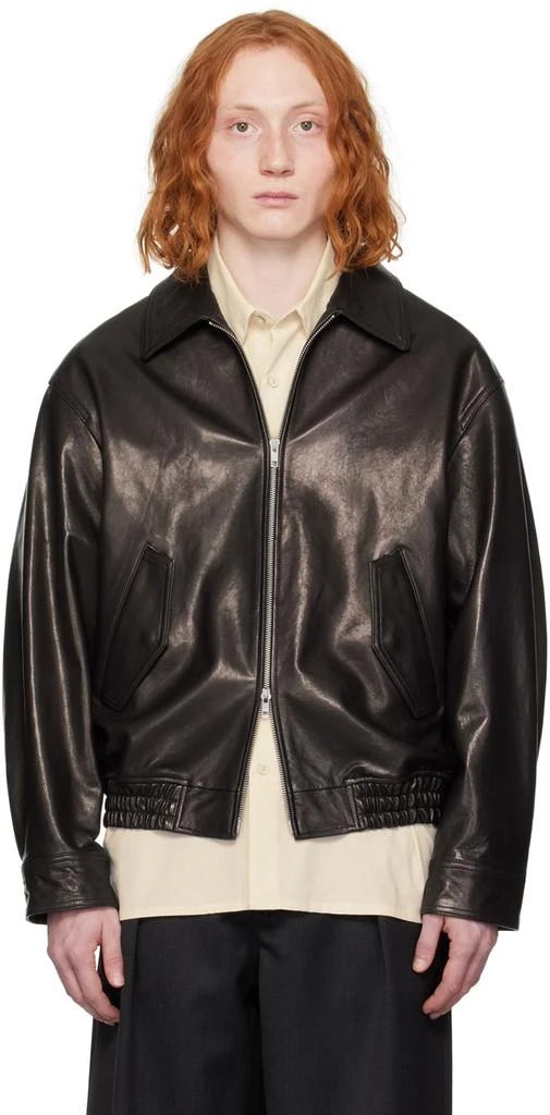 Dunst Black Spread Collar Leather Jacket 1