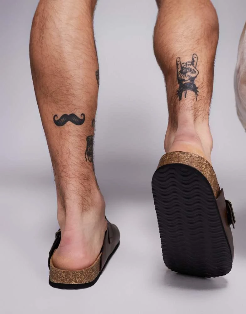 ASOS ASOS DESIGN mule clog sandals in brown with cork sole 2