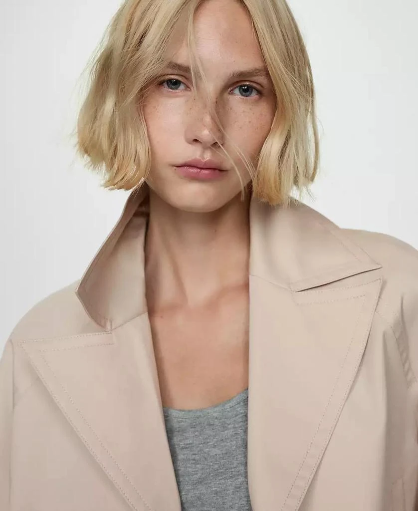 Mango Women's Lapels Detail Cropped Trench Coat 3
