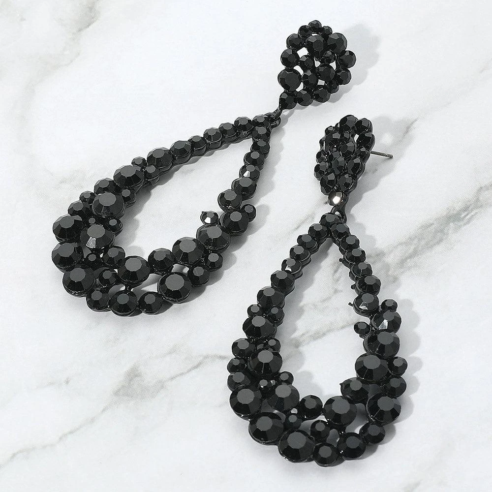 FASHNZFAB Crystal Bubble Cluster Teardrop Evening Earrings